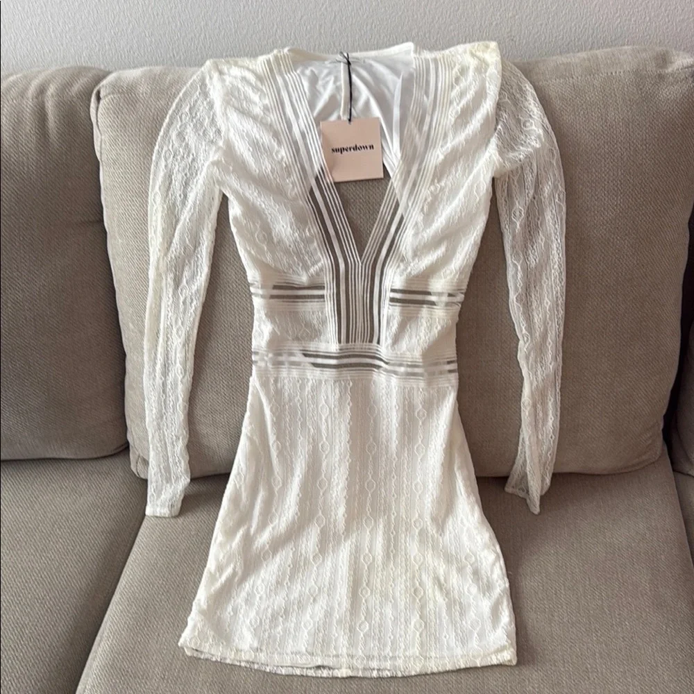 Superdown White Long Sleeve Bodycon Dress - Picture 3 of 5